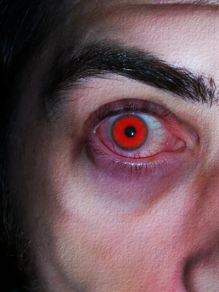 特写的照片插图 可的一只红吸血鬼的眼睛 — 图库照片