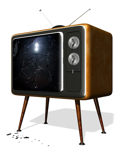 Destrozado retro TV — Foto de Stock
