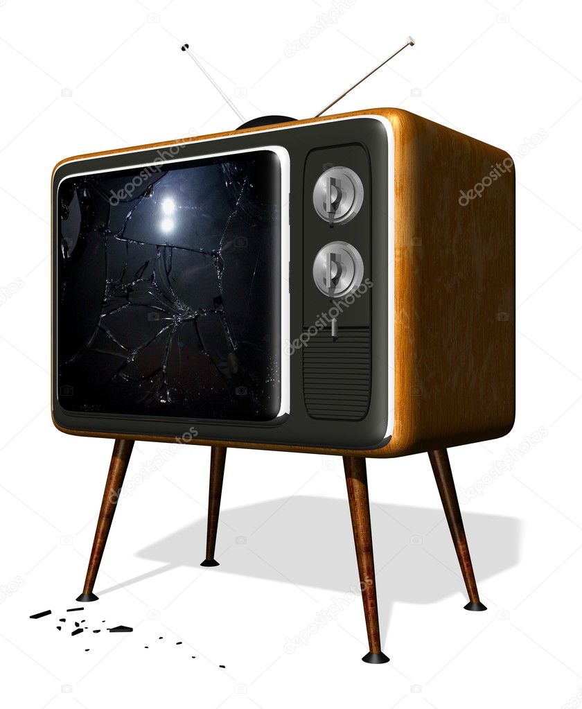 Smashed retro TV