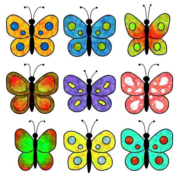 9 vlinders — Stockfoto