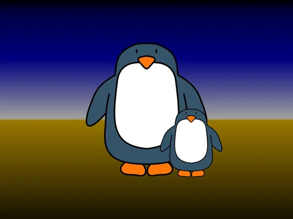 企鹅单亲 — 图库照片