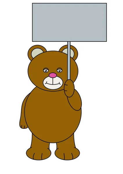Teddybär mit Schild — Stockfoto