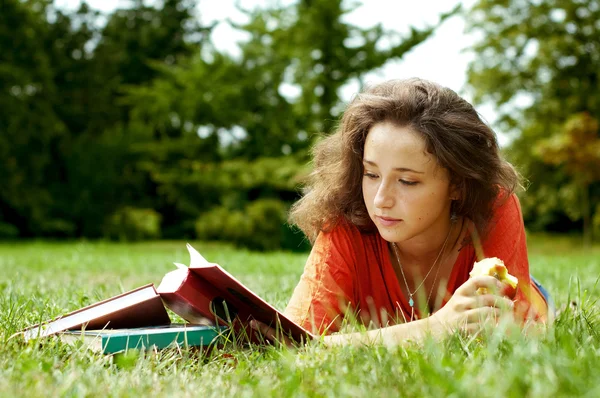 The girl with books — Stock Photo, Image