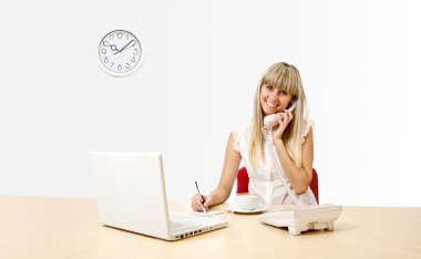 Secretary on phone clipart