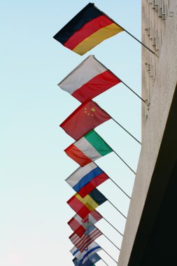 Flags at the embassy clipart