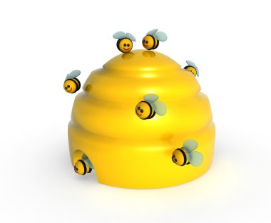 Bees and a beehive clipart