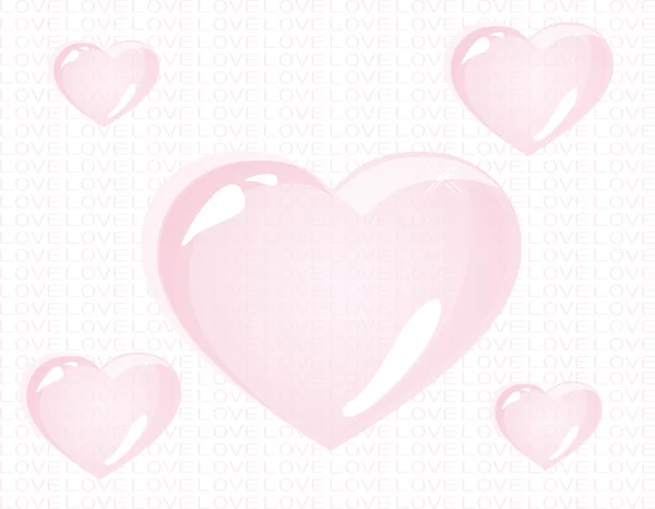 Pink glass hearts — Stock Vector