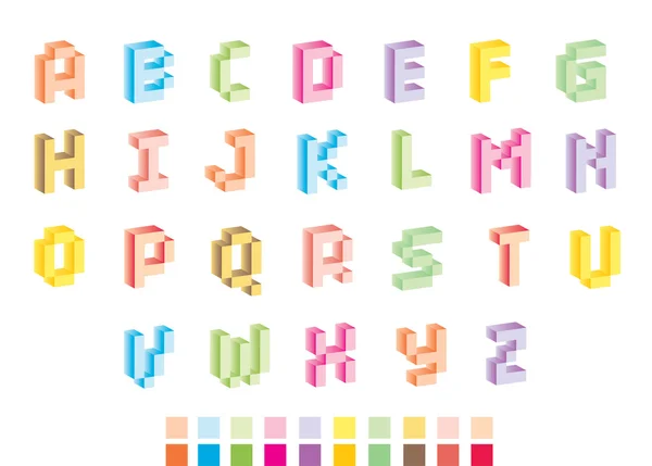 Roliga pixel alfabetet — Stock vektor