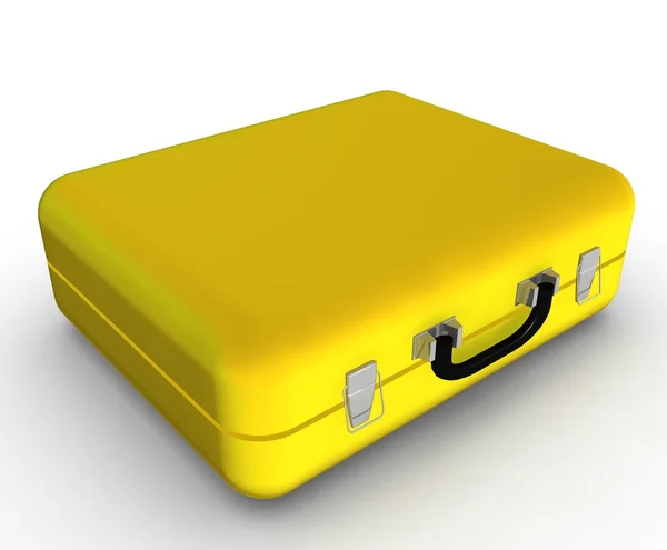 お金でブリーフケースの黄色のスーツケース — ストック写真