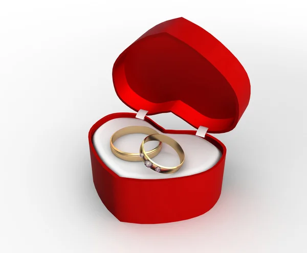 Γαμήλιο Δαχτυλίδι Ένα Κιβώτιο Δώρων Λευκό Φόντο — Φωτογραφία Αρχείου