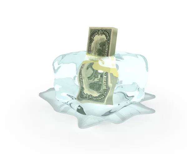 Dólar Gelo Isolado Branco — Fotografia de Stock