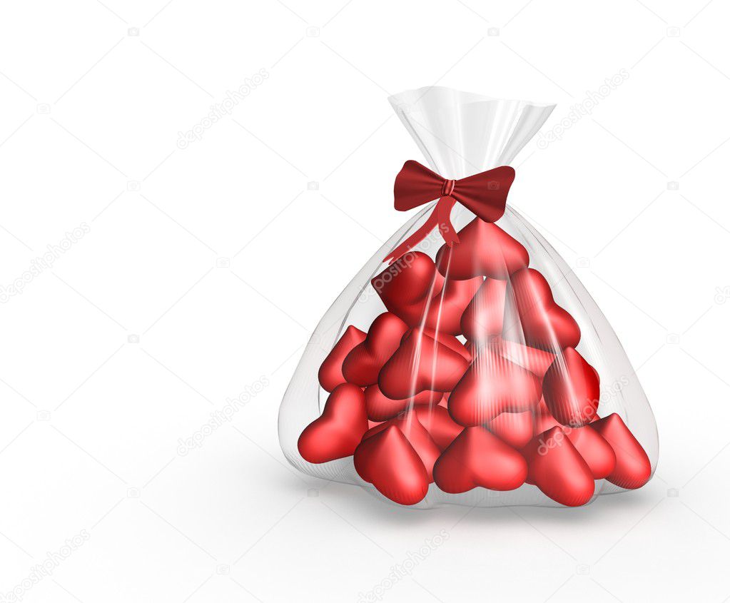 Red heart in bag