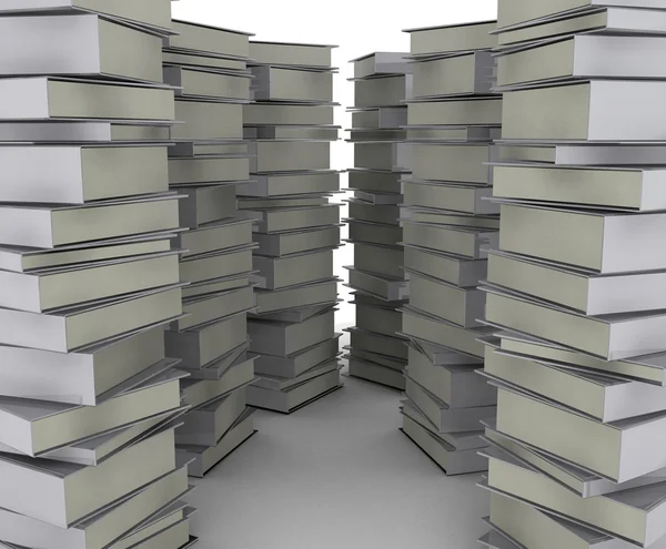 Stack riktiga böcker på vit bakgrund, ofullständig bild. — Stockfoto