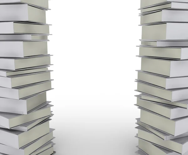 Stack real books on white background, partial view. — Stock Photo, Image