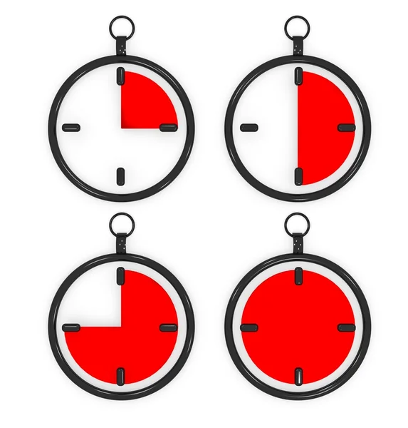 Ustaw zegar wskazujący inny czas ilustracja na białym tle — Zdjęcie stockowe