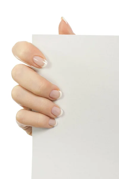 In a hand a paper blank leaf — Stock Photo, Image