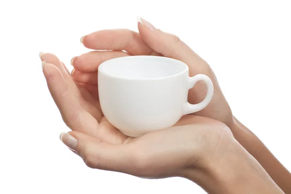 stock image Coffee cup in female hands