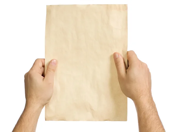 Man Hands Old Sheet Form — Stock Photo, Image