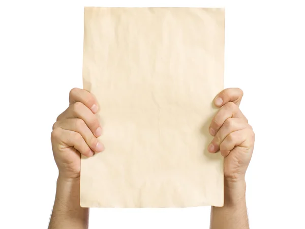 Man Hands Old Sheet Form — Stock Photo, Image