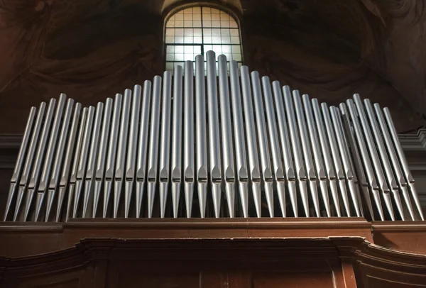 stock image An organ pipe is a sound-producing element of the pipe organ that resonates at a specific pitch when pressurized air