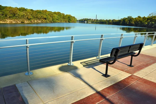 stock image Park Bench Overlooking River