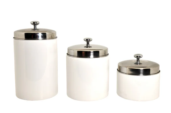 Set of Kitchen Canisters Isolated — Stock Photo, Image