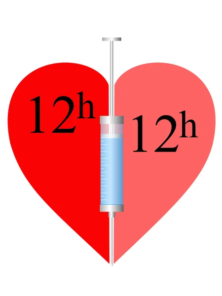 Heart, syringe 12h — Stock Vector