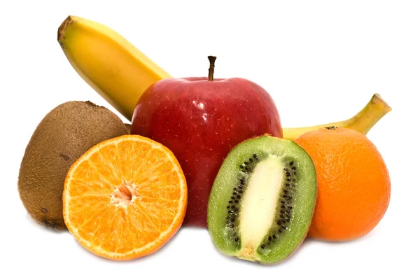 Kiwi, tangerinas, maçã e banana — Fotografia de Stock
