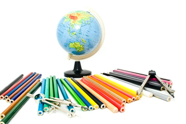 Globo y lápices — Foto de Stock