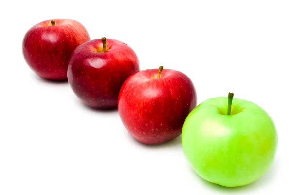 Row red and green apples — Stock Photo, Image