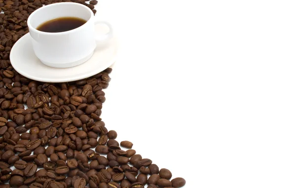コーヒー、穀物から白いカップ — ストック写真