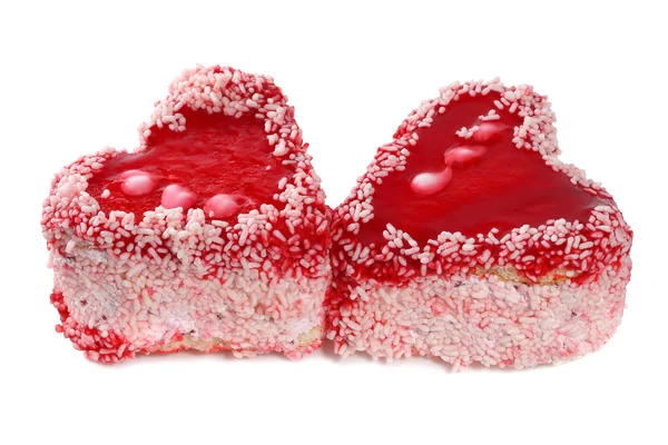 Sobremesa bolo coração isolado no fundo branco — Fotografia de Stock