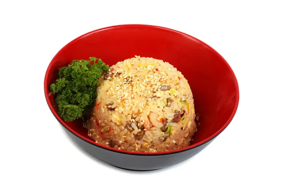 Piatto di riso con frutti di mare — Foto Stock