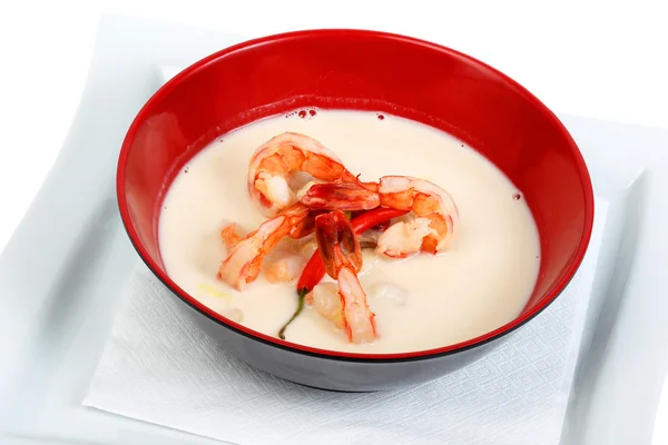 Krevety v pikantní mléčné polévky — Stock fotografie