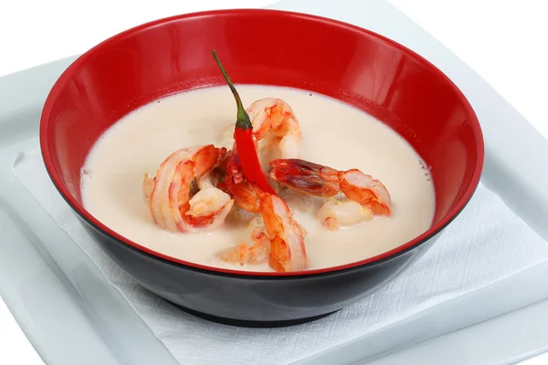 Shrimp in a spicy milk soup — Stock Photo, Image