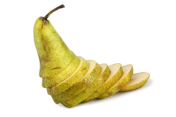 Ripe pear sliced on white background — Stock Photo, Image
