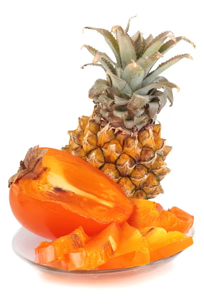 Kaki-Fruchtmischung und Ananas — Stockfoto