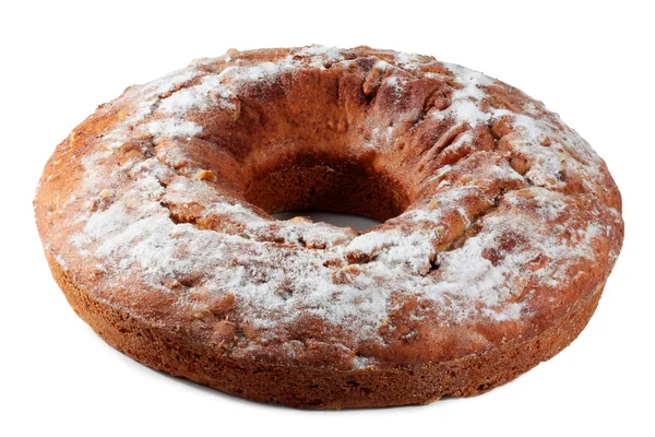 Cake with nuts, dusted with icing sugar — Stock Photo, Image