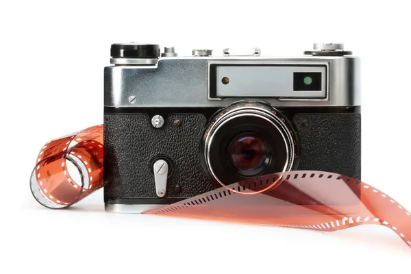 stock image Old rangefinder camera and film