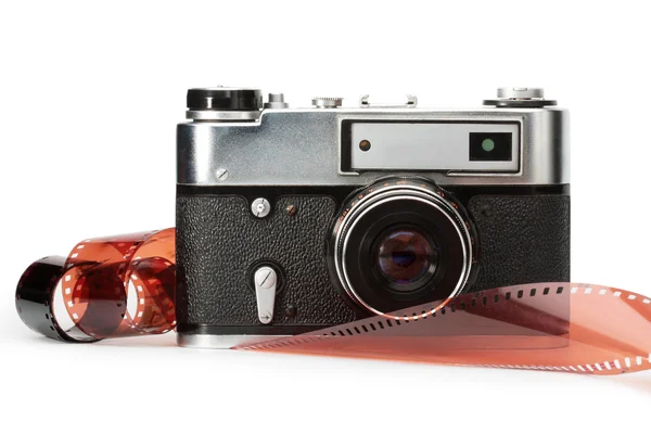 Stock image Old rangefinder camera and film