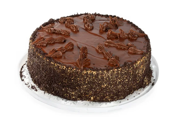 Schokoladenkuchen Isoliert Auf Weißem Hintergrund — Stockfoto