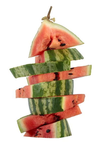 Watermelon slices stacked pyramid isolated — Stock Photo, Image