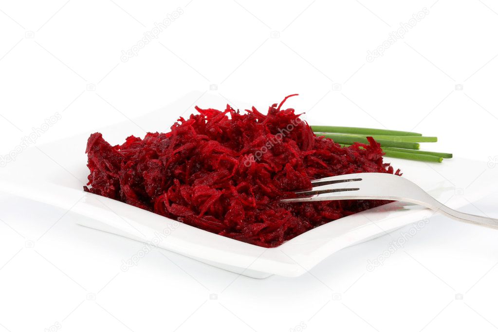 A dish of grated beets