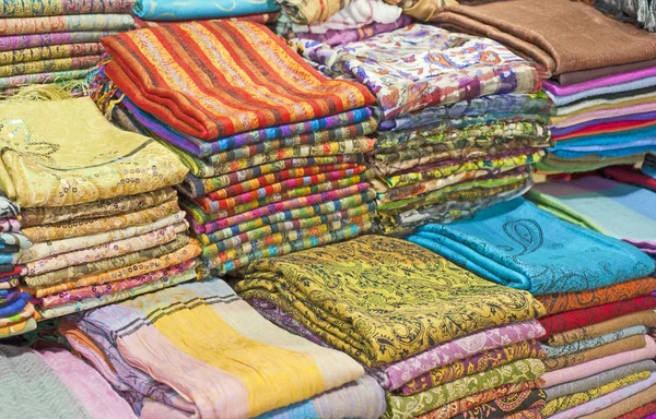 Fabrics at a market stall — Stock Photo, Image