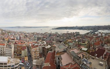 Panoramic view of Istanbul city in Turkey with the Bosporus River