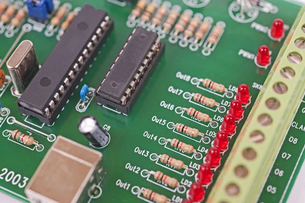 stock image Closeup detail of an electronics circuit board