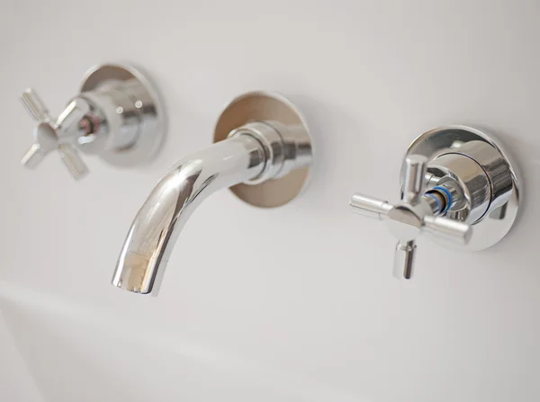 Bathroom tap on a washbasin — Stock Photo, Image