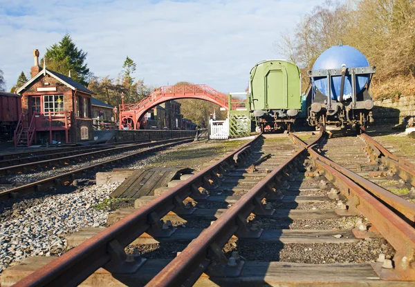 Bir yan hatta geleneksel demiryolu stok — Stok fotoğraf