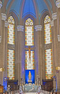 Interior of a large church clipart