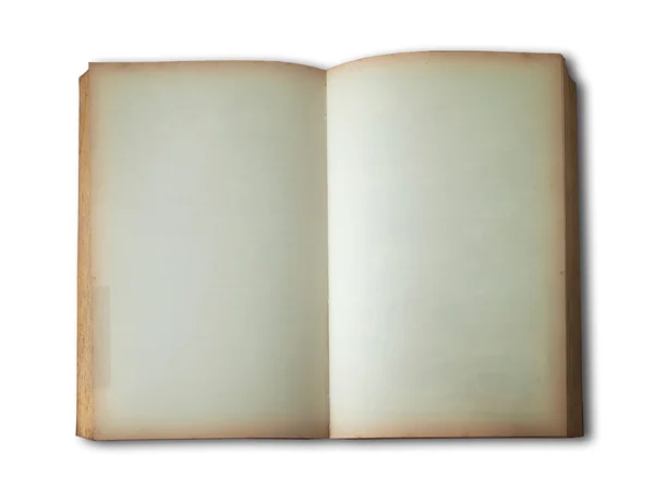 Vecchio libro aperto su bianco — Foto Stock